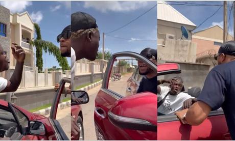 Drama as Charles Okocha and Portable Bump Into Each Other While Driving (Video)