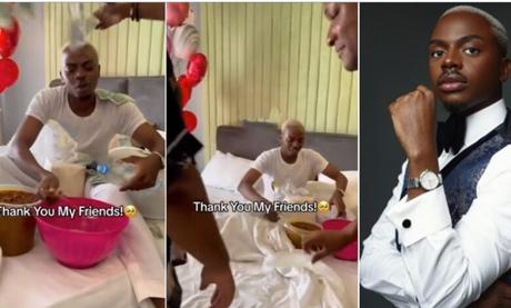 Internet Influencer, Enioluwa’s Friends Surprise Him With Beans and Garri On His Birthday (Video)