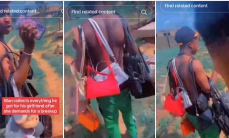 Nigerian Man Storms Ex-girlfriend’s House, Collects Every Gift He Bought (Watch video)
