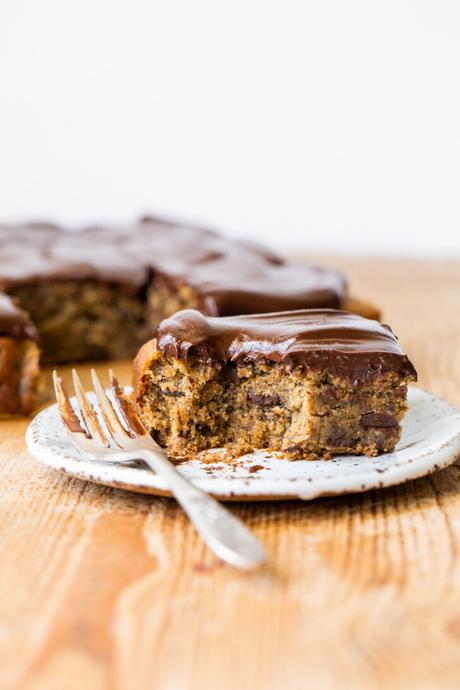 Gluten-Free Banana Snack Cake with Chocolate Ganache