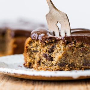 Gluten-Free Banana Snack Cake with Chocolate Ganache