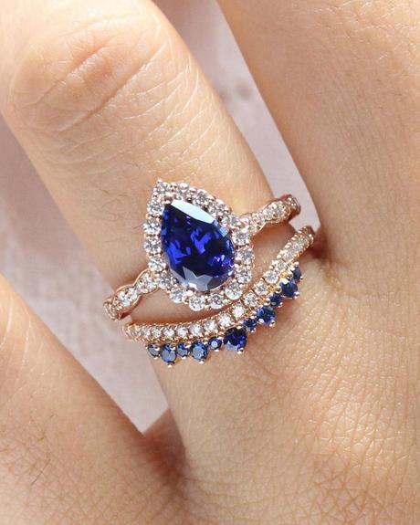 non diamond engagement rings sapphire unique ring halo pave band rose gold