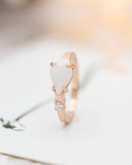 non diamond engagement rings minimalist opal engagement ring