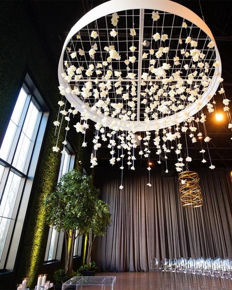 best wedding venues in chicago round structure of flowers on the ceiling