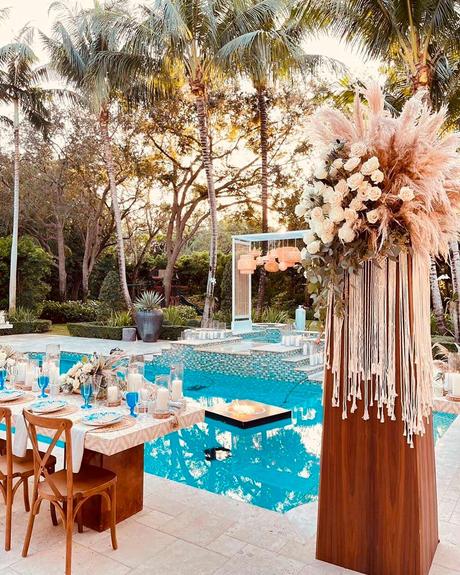 wedding pool party decoration ideas flowers