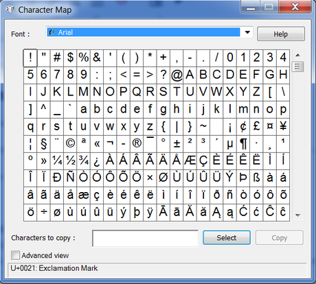 character map character map