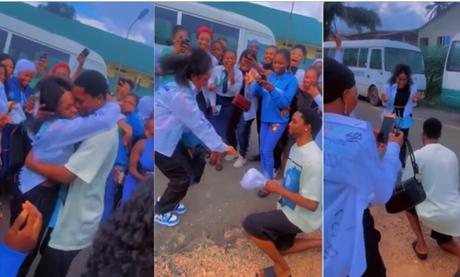Nigerian Lady Goes Gaga As Her Man Proposes On Her Graduation Day (Watch video)