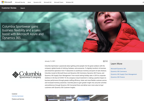 Columbia Sportswear Gains Flexibility and a Sales Boost with Microsoft Azure and Dynamics 365