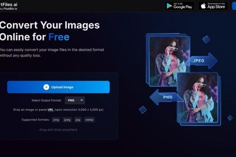 ConvertFiles AI online image conversion tool supports PNG, JPEG, WebP mutual conversion