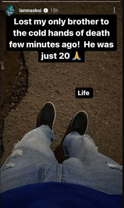 Skit-maker, Nasboi Tearfully Mourns Demise of 20-year-old Brother