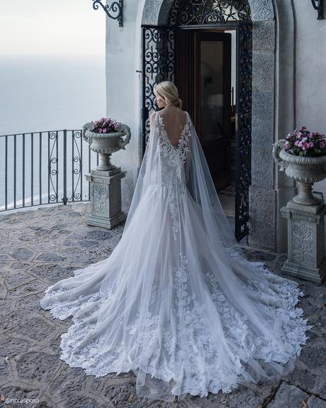 ukrainian bridal designers lace train cape sexy back ricca sposa