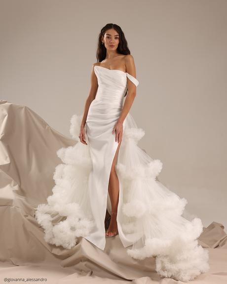 ukrainian bridal designers simple sheath off the shoulder with overskirt giovanna alessandro