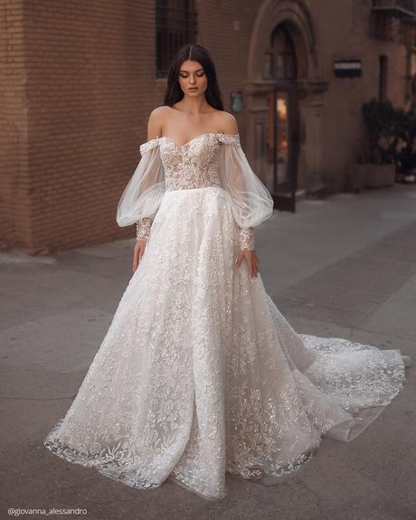 ukrainian bridal designers a line off the shoulder with sleeves giovanna alessandro
