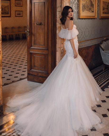 ukrainian bridal designers fit and flre off the shoulder long train giovanna alessandro