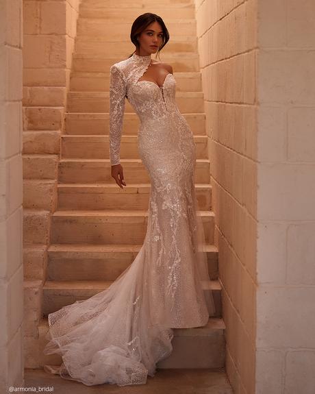 ukrainian bridal designers slip sexy one sleeves lace armonia