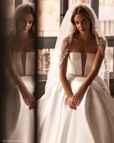ukrainian bridal designers simple strapless neckline aria