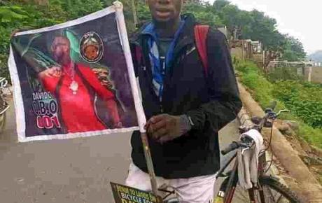 ‘Turn Around, I’m Not Home’ – Davido Tells Man Riding Bicycle from Benue State to See Him