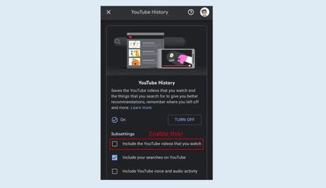 Enable Watch History