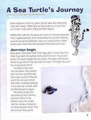 A SEA TURTLE'S JOURNEY in the August Issue of BLAST OFF (The School Magazine, Australia)