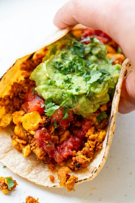 Vegan Breakfast Tacos with Tofu Scramble & Soy Chorizo