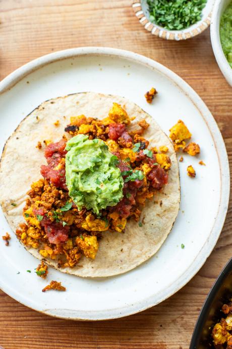 Vegan Breakfast Tacos with Tofu Scramble & Soy Chorizo