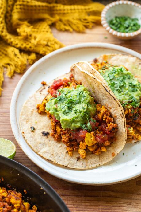 Vegan Breakfast Tacos with Tofu Scramble & Soy Chorizo