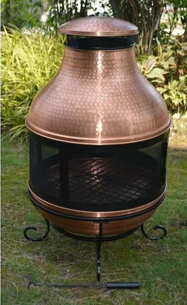 Wood-Burning Copper Chiminea Fire Pit