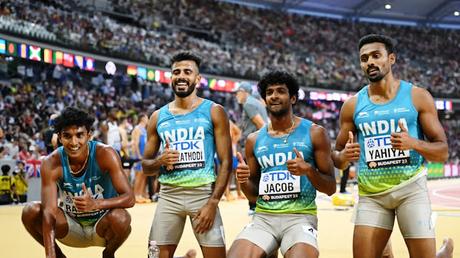Indian runners in the finals of 4 x 400 relay at Budapest Indian runners in the finals of 4 x 400 relay at Budapest