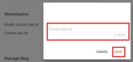 Blogger-Settings-Monetization-Add Custom Ads.txt