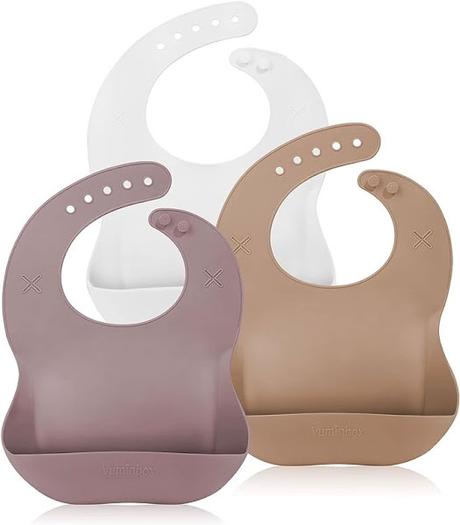 Soft Silicone Baby Bib with 2 Holes for Paper Towel