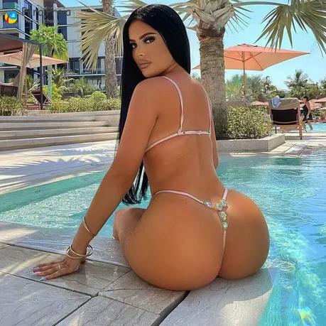 latina with bubble butt by pool