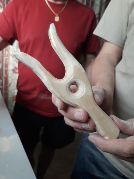 Making a lucet from design to wood: Medieval and modern projects The lucet after sanding