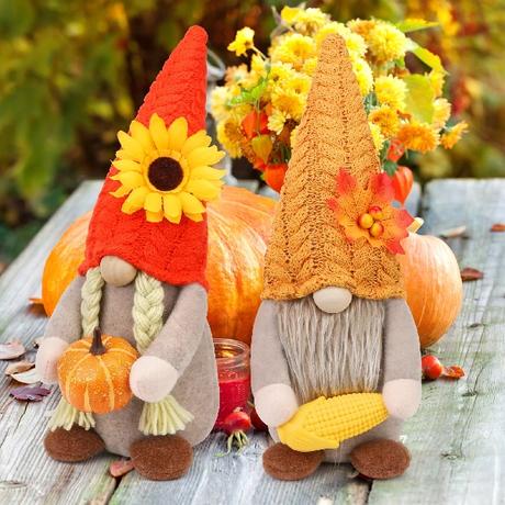 Mr. and Mrs. Swedish Tomte Gnome Autumn Harvest Thanksgiving Decor