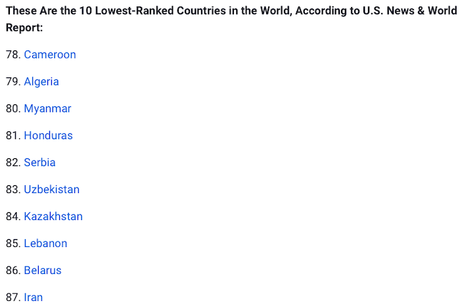 The Best And Worst Countries In The World