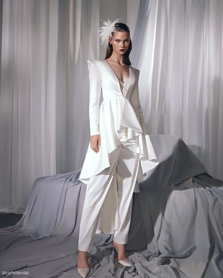 ariamo bridal dresses simple jumpsuits with jacket 2023 carfelli