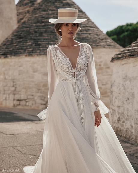ariamo bridal dresses a line flowy with sleeves lace boho