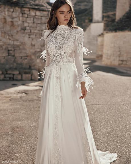ariamo bridal dresses a line modest with long sleeves lace fringe