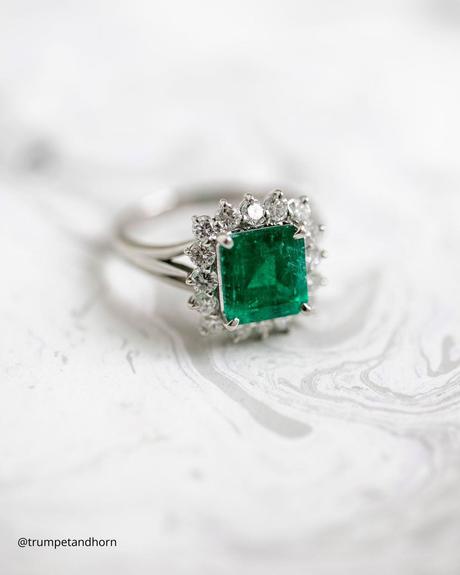 art deco engagement rings ring with green stone