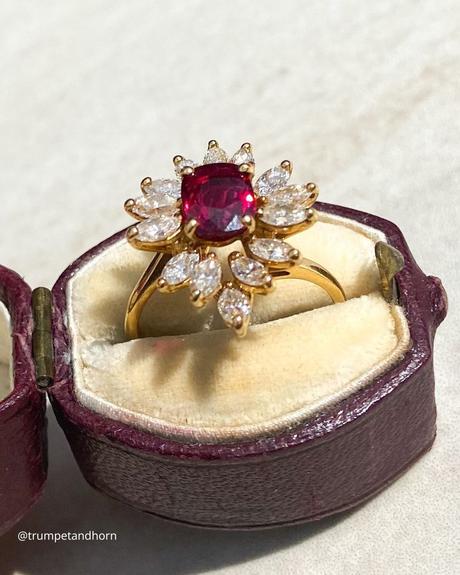 art deco engagement rings ring with red stone