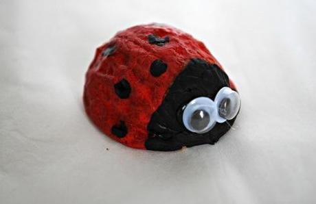 Ladybird made with walnut shells 