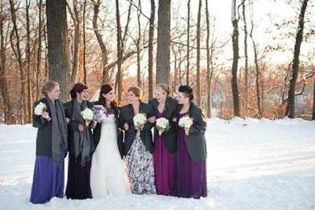 Winter Bridesmaids dresses with coats and shawls