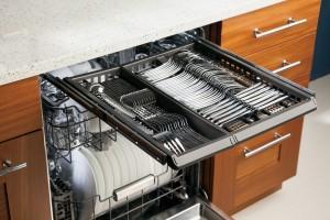 GE Monogram Dishwasher model ZDT870SSF  will have a third rack for flatware.