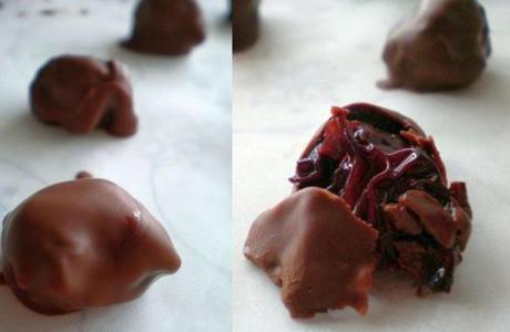 Chocolate covered mulled wine cherries