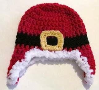 Free Crochet Pattern:  Newborn Santa Earflap Hat