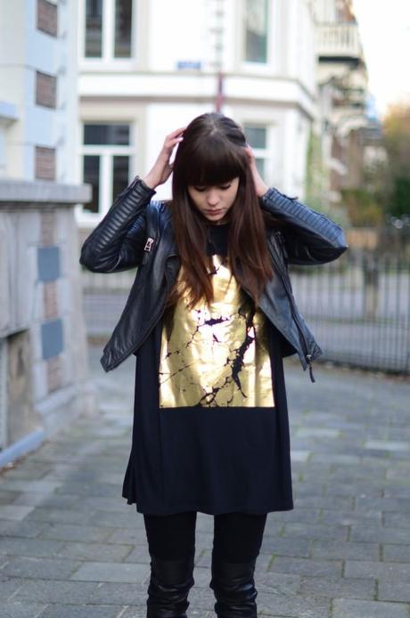 gold foil christmas shirt dress idea