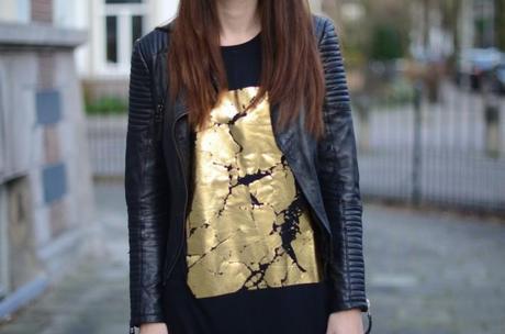 gold foil applique asos t-shirt dress