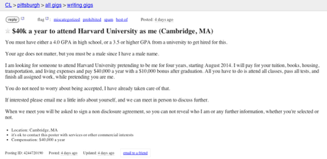 harvard university craigslist student