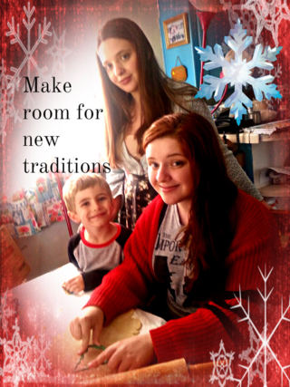 My daughters and Godson, renewing an old tradition of making refrigerator cookies