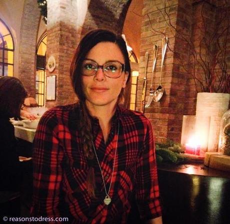 A nice looking mom real mom street style in buffalo plaid and eastwear glasses