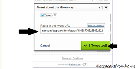How to fill your tweet status on Rafflecopter
